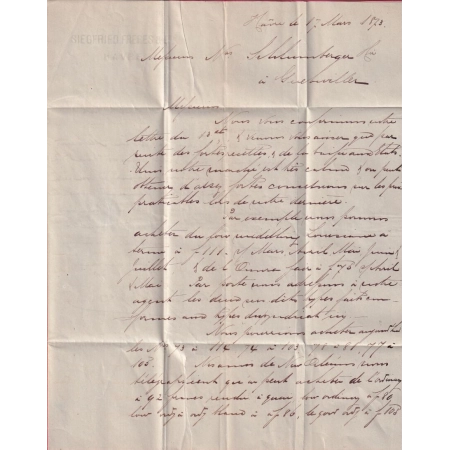 N°38 GC 1769 LE HAVRE SEINE INFERIEURE POUR GUEBWILLER HAUT RHIN ALSACE LORRAINE ALLEMAGNE LETTRE COVER