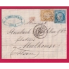 N°55 60 GC2046 LILLE NORD POUR MULHOUSE 1874 HAUT RHIN ALSACE LORRAINE ALLEMAGNE LETTRE COVER