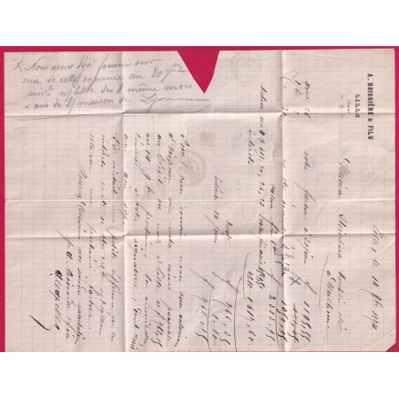 N°55 60 GC2046 LILLE NORD POUR MULHOUSE 1874 HAUT RHIN ALSACE LORRAINE ALLEMAGNE LETTRE COVER