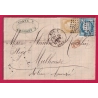 N°55 60 GC2598 NANCY MEURTHE ET MOSELLE POUR MULHOUSE 1875 HAUT RHIN ALSACE LORRAINE ALLEMAGNE LETTRE COVER
