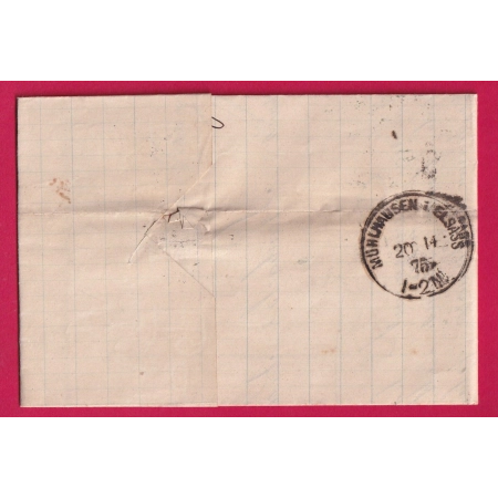 N°55 60 GC2598 NANCY MEURTHE ET MOSELLE POUR MULHOUSE 1875 HAUT RHIN ALSACE LORRAINE ALLEMAGNE LETTRE COVER
