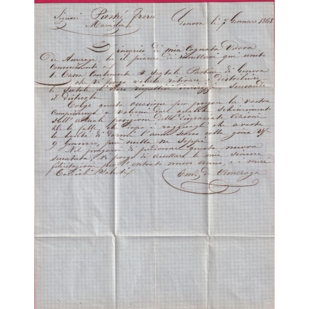 ITALIE N°23a PAIRE OBLITERATION FRANCAISE GC 2240 MARSEILLE DEPART GENES GENOVA ITALIA 1868 LETTRE COVER