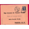 ENTIER TSC GANDON 15F BLEU RATP 1952 PARIS DEPART LONGJUMEAU LETTRE COVER