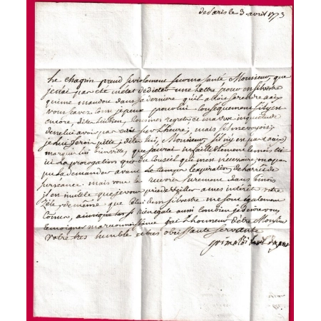 MARQUE P COURONNE DE PARIS 1773 SIGNE GRIMALDI LENAIN N°13 INDICE 16 POUR AIX EN PROVENCE BOUCHES DU RHONE LETTRE COVER