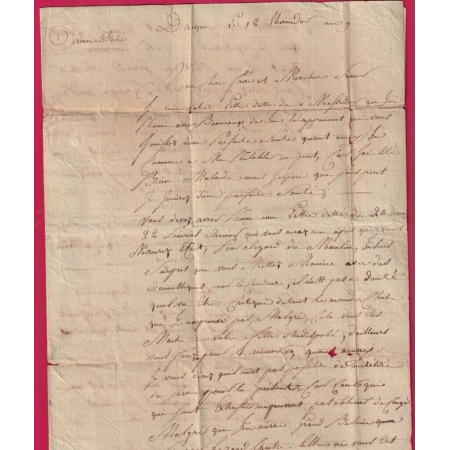 MARQUE N°2 ARMEE ITALIE + ACQUI AN9 1801 POUR AIGRE CHARENTE LETTRE COVER