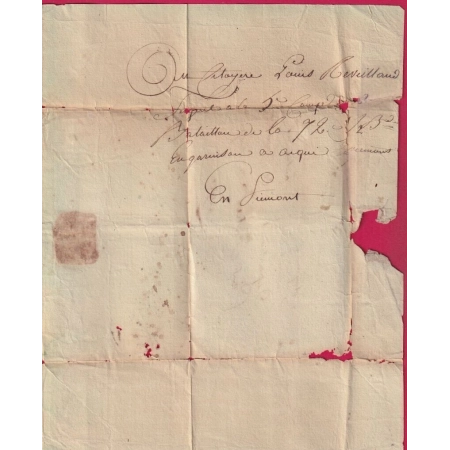 MARQUE N°2 ARMEE ITALIE + ACQUI AN9 1801 POUR AIGRE CHARENTE LETTRE COVER