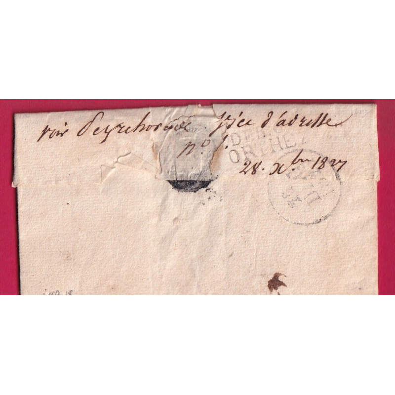 DEBOURSE DEB 64 ORTHEZ BASSES PYRENEES 1827 DEPART PAU POUR PEYREHORADE LANDES INDICE 18 LETTRE COVER