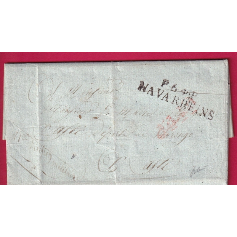 MARQUE P64P NAVARREINS BASSES PYRENEES FRANCHISE 21 DIVISION MILITAIRE SIGNE BAUDOT POUR ASTI ITALIE 1809 LETTRE COVER
