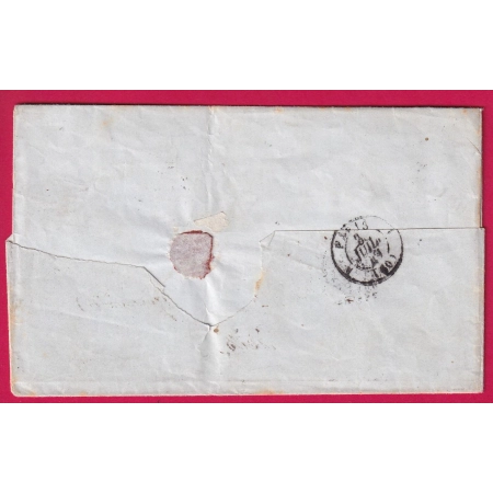 CAD TYPE 15 ORLEANS LOIRET + 2 GRILLES TAXE TAMPON 2 ANNULEE POUR PARIS 2 JUILLET 1849 LETTRE COVER