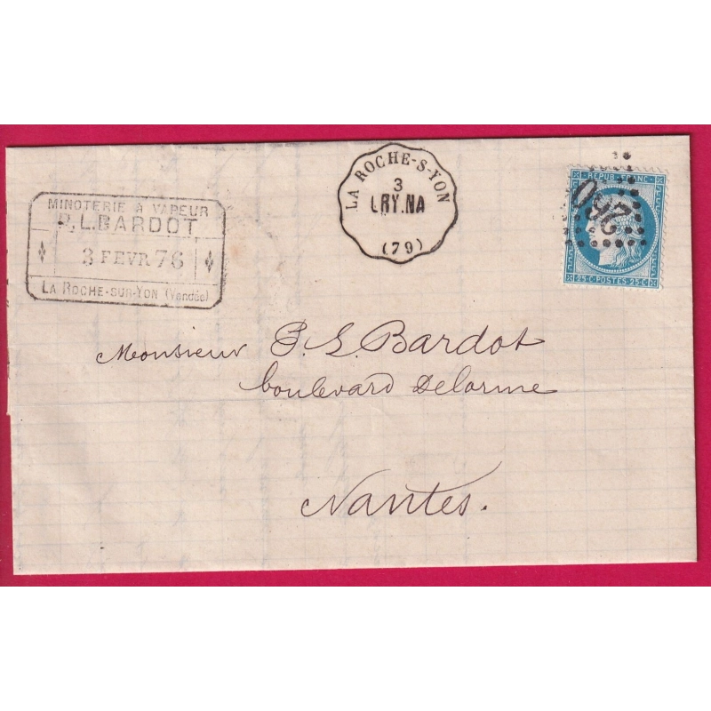 N°60 CONVOYEUR STATION LA ROCHE SUR YON VENDEE POUR NANTES LETTRE COVER