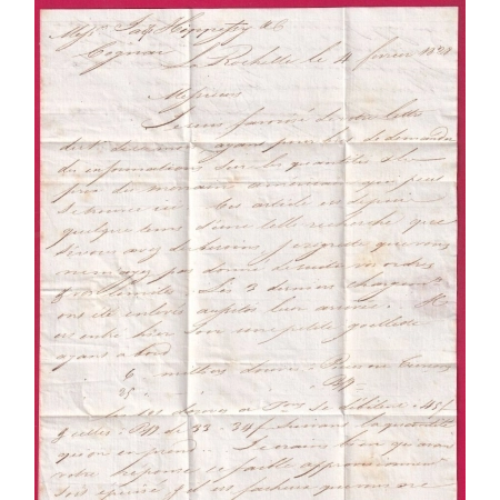 MARQUE ESSAI FEVRIER 1828 LA ROCHELLE CHARENTE INFERIEURE DU 4 FEVRIER POUR COGNAC CHARENTE INDICE 25 LETTRE COVER