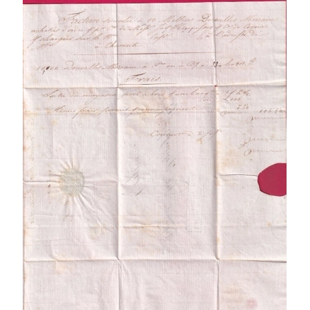 MARQUE ESSAI FEVRIER 1828 LA ROCHELLE CHARENTE INFERIEURE DU 4 FEVRIER POUR COGNAC CHARENTE INDICE 25 LETTRE COVER