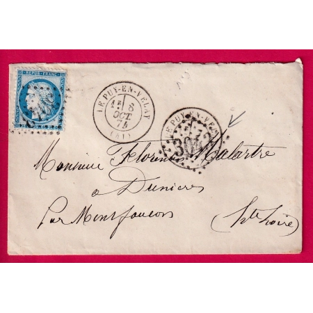 CURIOSITE CAD TYPE 17 LE PUY EN VELAY ANNULE PA GC 3043 + N°60 GC 3043 LE PUY POUR DUNIERES APRES LE DEPART ?  LETTRE