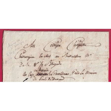 ARMEE DE SAINT DOMINGUE CAP HAITIEN AN10 1802 SERVICE DE SANTE COLONIAL POUR LE CAP DE LA PROVIDENCE LETTRE COVER