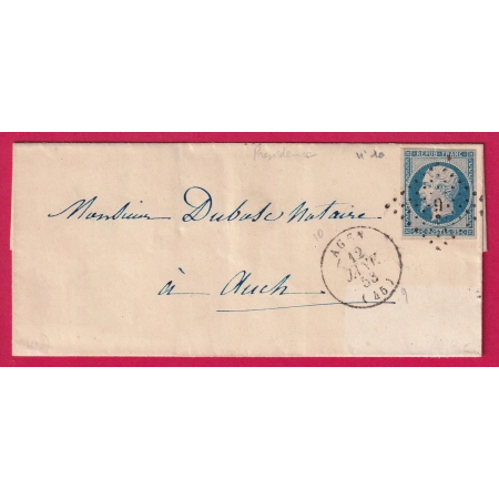 N°10 PC 9 TIRET DE POSITION AGEN LOT ET GARONNE POUR AUCH GERS LETTRE COVER