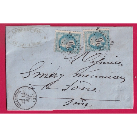 N°29 X2 GC 826 CHABEUIL DROME CAD TYPE 16 POUR LA SONE ISERE LETTRE COVER