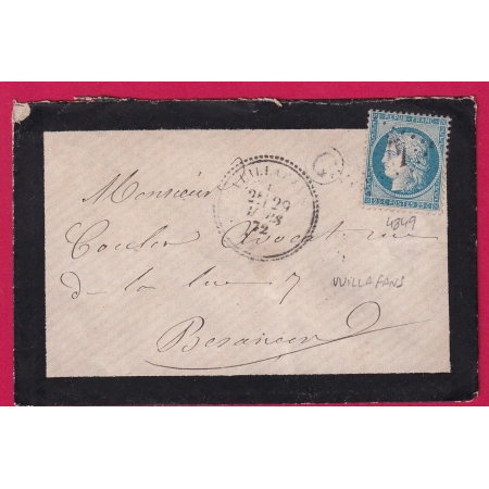 N°60 GC 4849 VUILLAFANS DOUBS CAD TYPE 24 POUR BESANCON LETTRE COVER