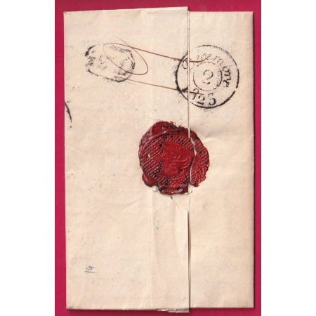 MARQUE P19P BASTIA EN ROUGE 29 X 10 1823 POUR PARIS INDICE 14 LETTRE COVER