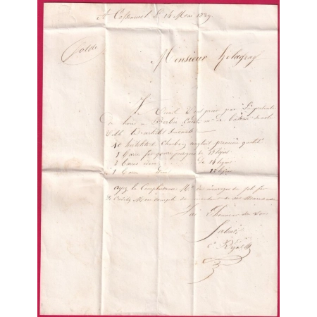 CAD TYPE13 VILLENEUVE SUR LOT BOITE RURALE F CASSENEUIL LOT ET GARONNE DECIME RURAL POUR BORDEAUX 1839 LETTRE COVER
