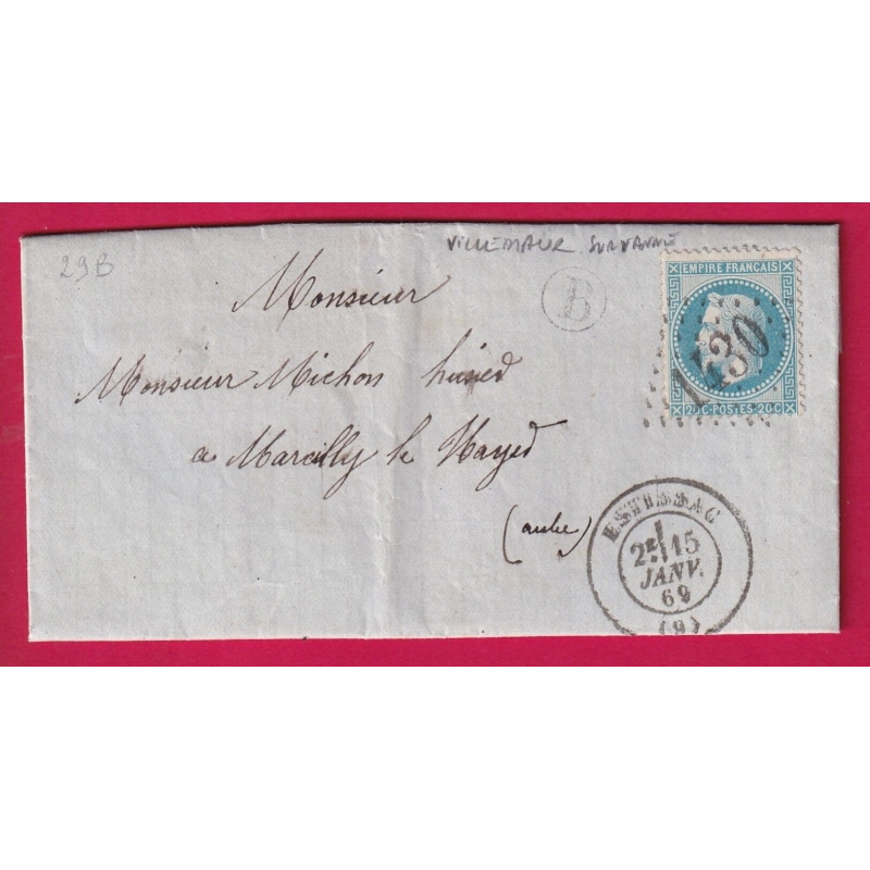N°29 GC 1430 ESTISSAC AUBE BOITE RURALE B VILLEMAUR SUR VANNE POUR MARCILLY LE HAYIER LETTRE COVER
