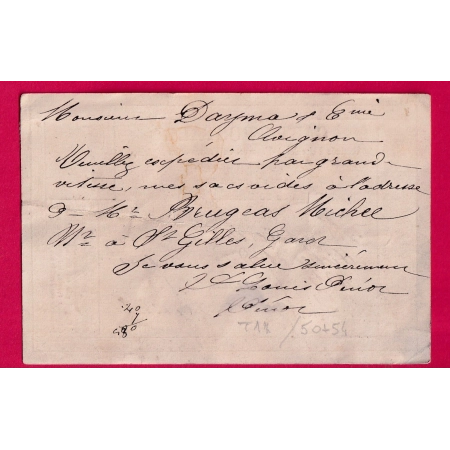 N°53 58 GARE DE NIMES GARD POUR AVIGNON VAUCLUSE CARTE PRECURSEUR LETTRE COVER