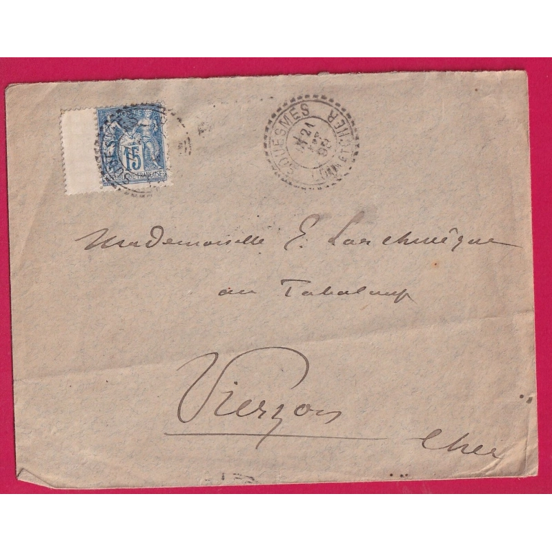 N°90 CAD FB84 SOUESME LOIR ET CHER POUR VIERZON CHER FACTEUR BOITIER LETTRE COVER