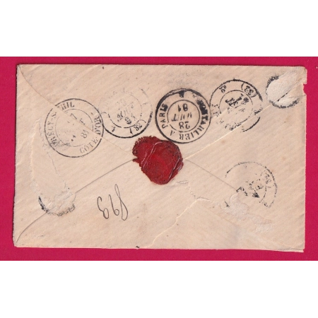 N° 80 89 MONT ST JEAN COTE D'OR RECOMMANDE POUR BORDEAUX LETTRE COVER