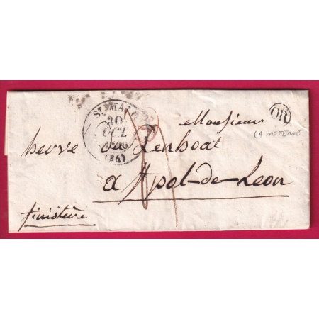 CAC TYPE 13 ST MALO ILLE ET VILLAINE OR LA METTERIE + DECIME RURAL POUR ST POL DE LEON LETTRE COVER