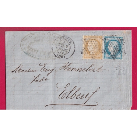 N°59 60B TYPE II PARIS ETOILE PLEINE POUR ELBEUF SEINE INFERIEURE LETTRE COVER