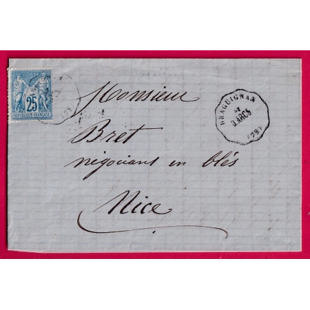 N°79 CONVOYEUR STATION DRAGUIGNAN VAR POUR NICE ALPES MARITIMES LETTRE COVER