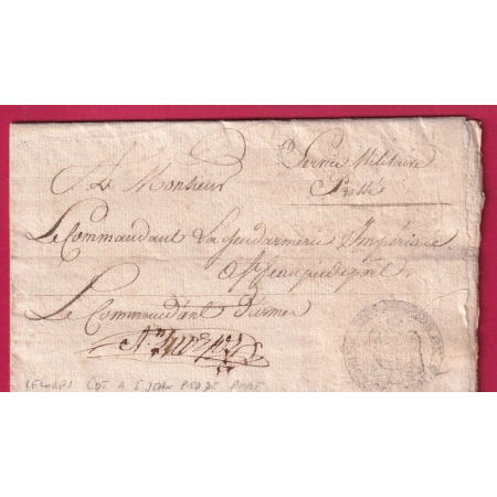 FRANCHISE LE CDT LECORPS PLACE D'ARMES ST JEAN PIED DE PORT BASSES PYRENEES 1812 POUR GENDARMERIE IMPERIALE ARMEE ESPAGNE