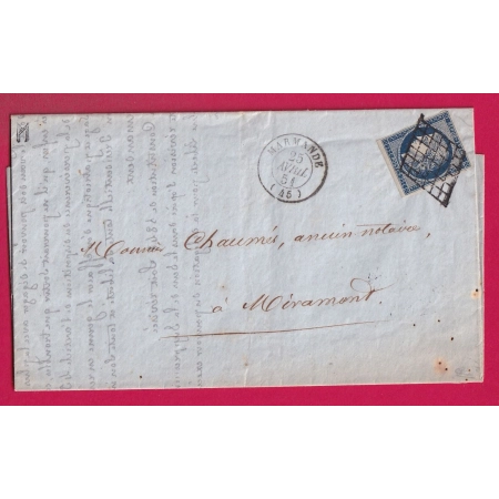 N°4 BLEU FONCE GRILLE MARMANDE LOT ET GARONNE POUR MIRAMONT SIGNE CALVES LETTRE COVER