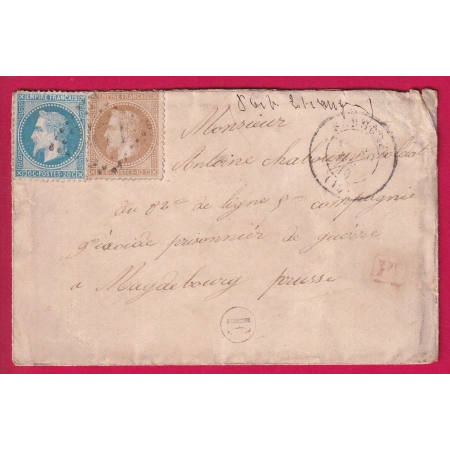 GUERRE 1870 N°28 29 GC 3471 SURGERES CHARENTE INFERIEURE POUR PRISONNIER DE GUERRE MAGDEBURG ALLEMAGNE PRUSSE LETTRE