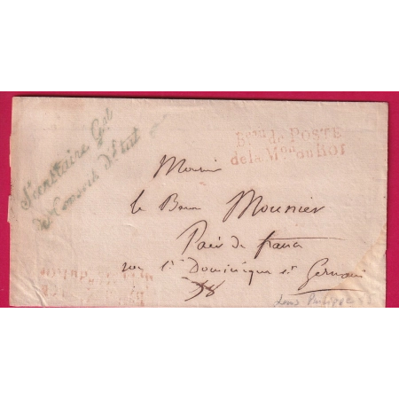 FRANCHISE LE SECRETAIRE GAL DU CONSEIL ETAT + BUREAU POSTE DE LE MAISON DU ROI PERIODE LOUIS PHILIPPE LETTRE