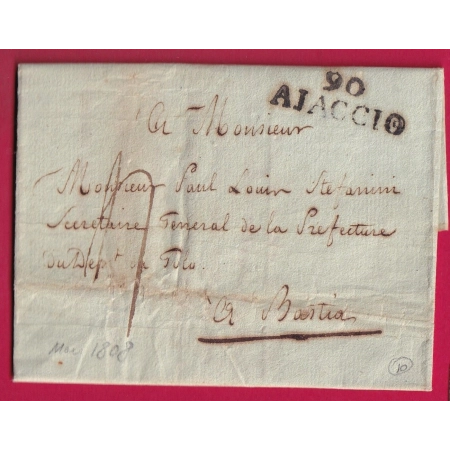 MARQUE 90 AJACCIO CORSE 1808 POUR BASTIA LETTRE COVER