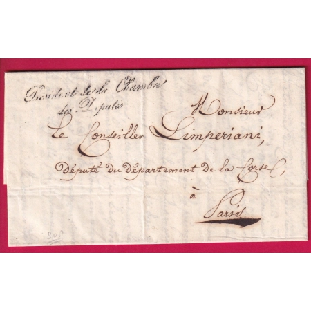 FRANCHISE PRESIDENT DE LA CHAMBRE DES DEPUTES 1839 POUR DEPUTE CORSE A PARIS LETTRE COVER