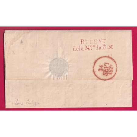 MARQUE BUREAU POSTE MAISON DU ROI UTILISE EN DEBOURSE PARIS DATEUR A ROUGE 1830 POUR TOULOUSE LETTRE COVER
