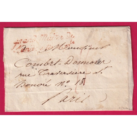 FRANCHISE LE GRAND MAITRE DE L'UNIVERSITE IMPERIALE EN ROUGE POUR PARIS TAXE 15 ROUGE 1809 LETTRE COVER