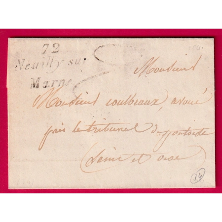 CURSIVE 72 NEUILLY SUR MARNE SEINE ET OISE 1841 POUR PONTOISE INDICE 14 LETTRE COVER