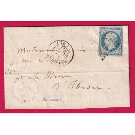 N°14 CURSIVE 64 URDOS BASSES PYRENEES PC 340 BEDOUS SUR TIMBRE POUR SAINTE MARIE D'OLORON LETTRE COVER