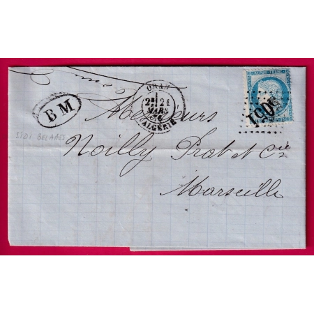 N°60 GC 5051 ORAN ALGERIE BM DE SIDI BEL ABBES POUR MARSEILLE LETTRE COVER