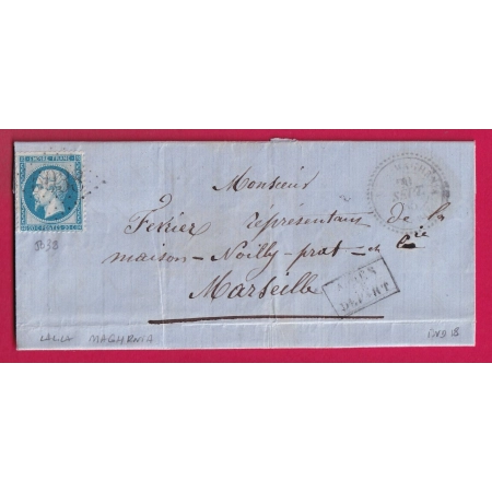 N°22 GC 5038 LALLA MAGHRIA CAD TYPE 22 APRES LE DEPART POUR MARSEILLE LETTRE COVER