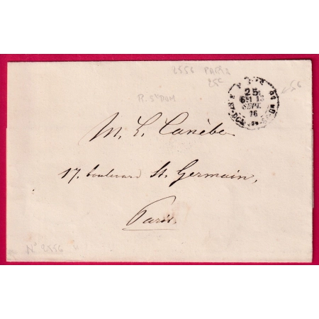 PARIS CACHET TAXE 25 R S DOMque ST GN 56 POUR PARIS LETTRE COVER