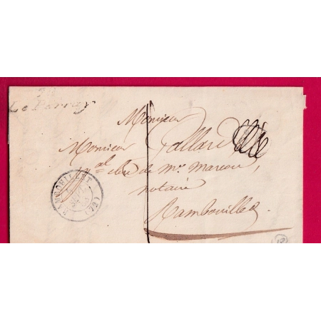 CURSIVE 72 LE PERRAY SEINE ET OISE TAXE LOCALE 1 RAMBOUILLET 1843 INDICE 18 LETTRE COVER