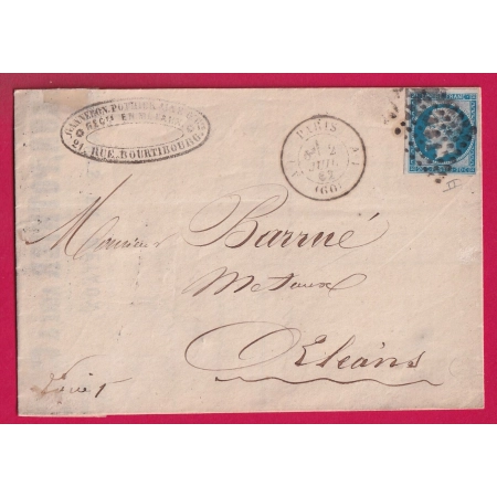 N°14B PARIS A1 60 A1 LOSANGE AS1 POUR ORLEANS LOIRET LETTRE COVER