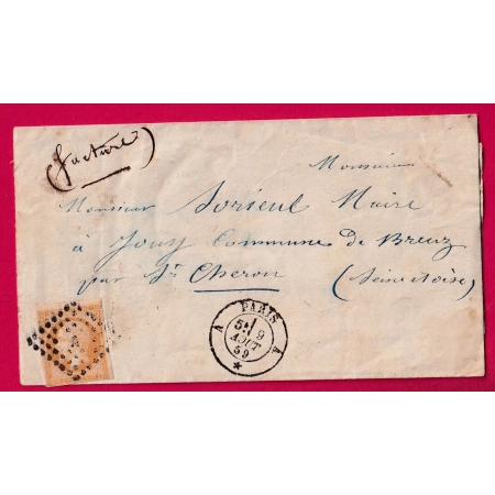 N°13 PARIS A * A LOSANGE A POUR ST CHERON SEINE ET OISE TARIF FACTURE LETTRE COVER