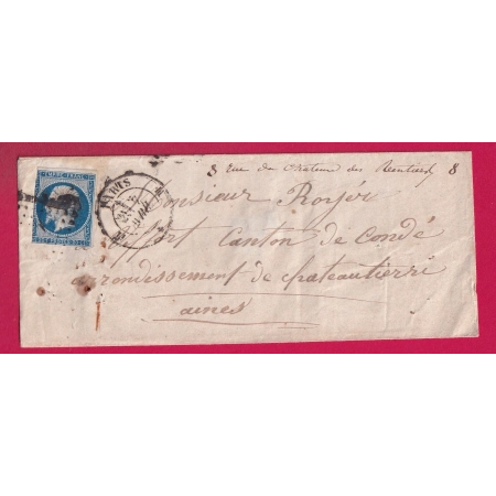 N°14 PARIS BUREAU M * M POUR CHATEAUTHIERRY AISNE LETTRE COVER