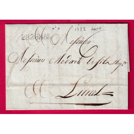 MARQUE PEZENAS HERAULT 1783 LENAIN N°6 POUR LUNEL INDICE 10 LETTRE COVER