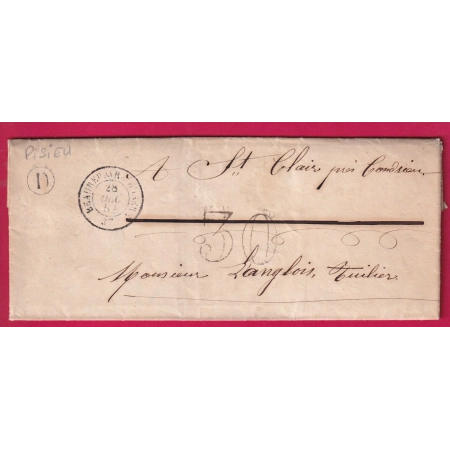 CAD TYPE 15 BEAUREPAIRE ISERE BOITE RURALE D PISIEU POUR ST CLAIR PRES CONDRIEU LETTRE