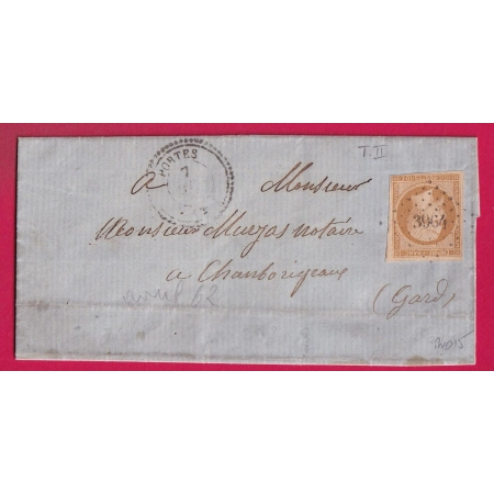 N°13B PC 3964 PORTES GARD CAD TYPE22 POUR CHAMBORIGAUD INDICE 15 LETTRE COVER
